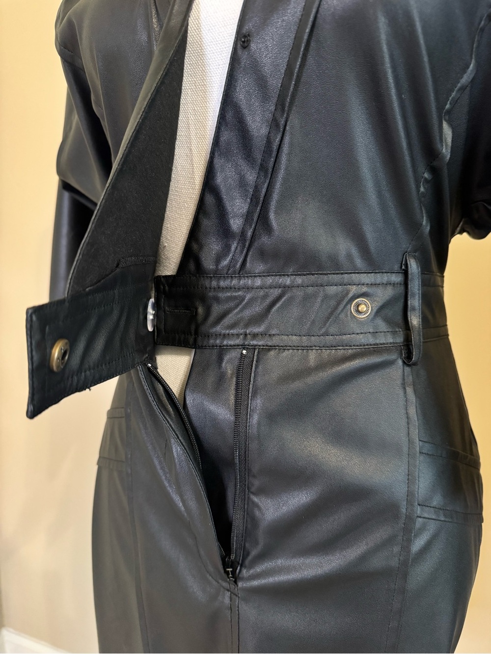 Aura Faux-Leather Black Dress - Picture 2 of 4